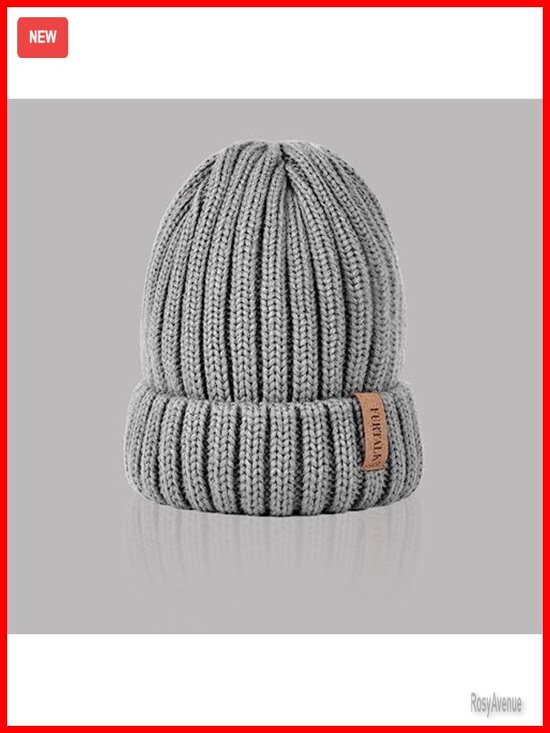 Fleece Lined Cable Knit Beanie Winter Hat for Women